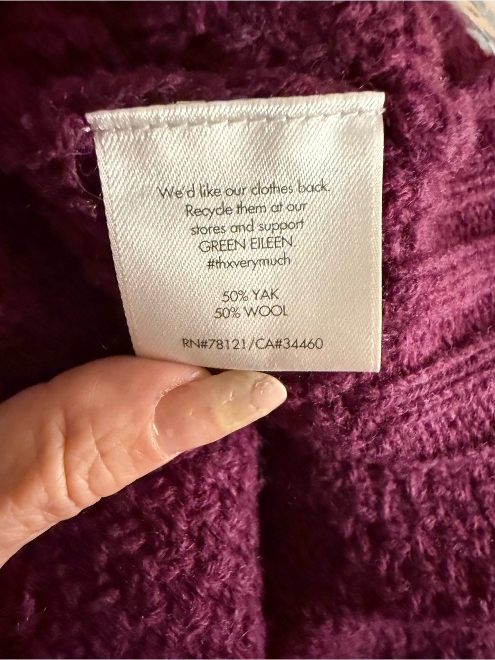 Eileen Fisher Plum Pointelle Crewneck Sweater - Picture 8 of 8